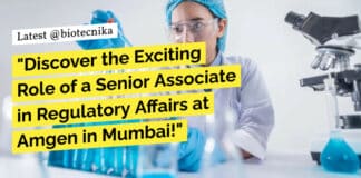 "Discover the Exciting Role of a Senior Associate in Regulatory Affairs at Amgen in Mumbai!"