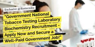 "Government National Tobacco Testing Laboratory Biochemistry Recruitment - Apply Now and Secure a Well-Paid Government Job!"