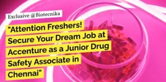 "Attention Freshers! Secure Your Dream Job at Accenture as a Junior Drug Safety Associate in Chennai"