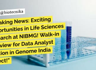 "Breaking News: Exciting Opportunities in Life Sciences Research at NIBMG! Walk-in interview for Data Analyst position in Genome India Project!"