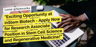 inStem Biotech Biochem Research Associate Recruitment - Apply Online