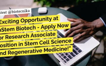 Exciting Opportunity at inStem, Apply Now for Research Associate Position! inStem Biotech Biochem Research Associate Recruitment - Apply Online