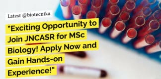 "Exciting Opportunity to Join JNCASR for MSc Biology! Apply Now and Gain Hands-on Experience!"