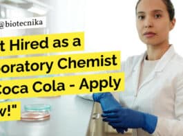 Laboratory Chemist For Food Science Candidates at Coca Cola Recruitment - Apply Now!