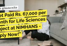 Get Paid Rs. 67,000 per Month for Life Sciences Project at NIMHANS – Apply Now! NIMHANS Job High Pay of Rs. 67,000 pm For Life Sciences Project Recruitment - Apply Online Now!