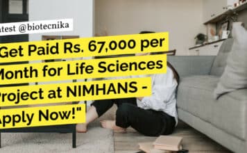 NIMHANS Job High Pay of Rs. 67,000 pm For Life Sciences Project Recruitment - Apply Online Now!