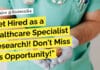 Get Hired as a Healthcare Specialist (Research)! Don’t Miss this Opportunity! "Get Hired as a Healthcare Specialist (Research)! Don't Miss this Opportunity!"