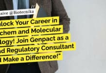 Unlock Your Career in Biochem and Molecular Biology! Join Genpact as a Lead Regulatory Consultant and Make a Difference! Genpact Mol Bio Job - Biochem, Applied Genetics & Biotech Apply Online