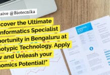 Discover the Ultimate Bioinformatics Specialist Opportunity in Bengaluru at Genotypic Technology. Apply Now and Unleash your Genomics Potential! Bioinformatics Specialist Recruitment at Genotypic Technology, Apply Now!