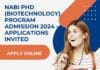 NABI PhD (Biotechnology) Program Admission 2024 – Applications Invited NABI PhD Admission 2024 For Biotechnology - Applications Invited