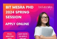 BIT Mesra PhD 2024 Spring Session – Apply Online BIT Mesra PhD 2024 Admission