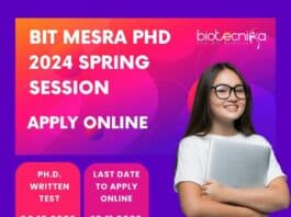 BIT Mesra PhD 2024 Admission