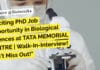 ACTREC Biological Sciences Job - PhD Attend Walk-In-Interview