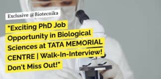 ACTREC Biological Sciences Job - PhD Attend Walk-In-Interview