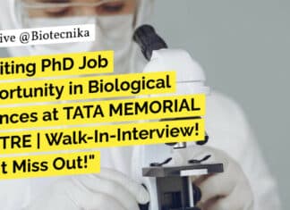 ACTREC Biological Sciences Job - PhD Attend Walk-In-Interview