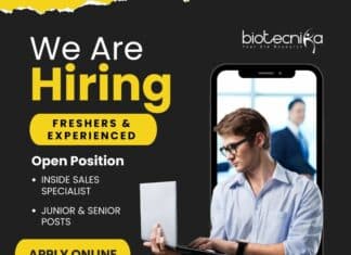 Freshers & Experienced Apply For Biotech Inside Sales Specialist Post – Attractive Salary + Incentives – Apply Online Biotech Inside Sales Specialist