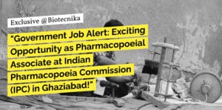 Govt IPC Biotech Jobs - Apply For Pharmacopoeial Associate