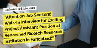 BSc Life Sciences Project Job Opening at RCB - Attend Walk-In