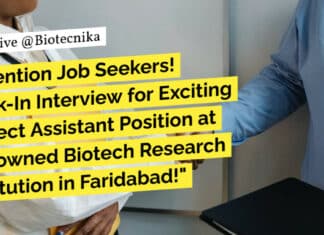 BSc Life Sciences Project Job Opening at RCB - Attend Walk-In