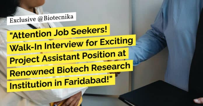 BSc Life Sciences Project Job Opening at RCB - Attend Walk-In