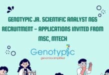 Genotypic Jr. Scientific Analyst NGS Recruitment – Applications Invited From MSc, MTech Genotypic Scientific Analyst NGS Job For MSc, MTech Biotech, Biochem, Genetics & Genomics