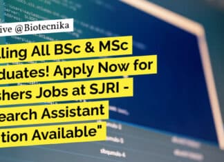 "Calling All BSc & MSc Graduates! Apply Now for Freshers Jobs at SJRI - Research Assistant Position Available"