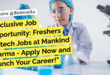 Exclusive Job Opportunity: Freshers Biotech Jobs at Mankind Pharma – Apply Now and Launch Your Career! Freshers Biotech Jobs Mankind Pharma - Apply Now!
