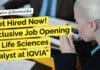 Get Hired Now! Exclusive Job Opening for Life Sciences Analyst at IQVIA "Get Hired Now! Exclusive Job Opening for Life Sciences Analyst at IQVIA"