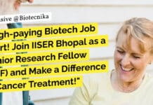 High-paying Biotech Job Alert! Join IISER Bhopal as a Senior Research Fellow (SRF) and Make a Difference in Cancer Treatment! "High-paying Biotech Job Alert! Join IISER Bhopal as a Senior Research Fellow (SRF) and Make a Difference in Cancer Treatment!"