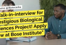Bose Institute Biological Sciences Project Recruitment
