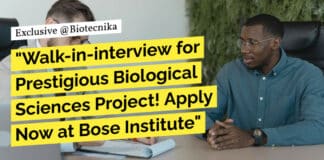 Bose Institute Biological Sciences Project Recruitment