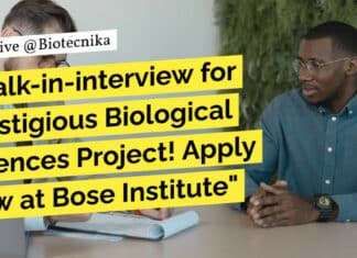 Bose Institute Biological Sciences Project Recruitment