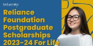 Reliance Foundation Scholarships 2023-24 For Life Sciences Postgraduate Nw