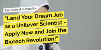 Unilever Biotech Scientist Job - Apply Online Now