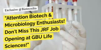 GBU Life Sciences JRF Job Opening - Biotech & Microbiology