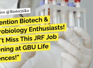 GBU Life Sciences JRF Job Opening - Biotech & Microbiology