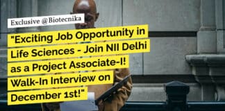 "Exciting Job Opportunity in Life Sciences - Join NII Delhi as a Project Associate-I! Walk-In Interview on December 1st!"