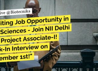 "Exciting Job Opportunity in Life Sciences - Join NII Delhi as a Project Associate-I! Walk-In Interview on December 1st!"