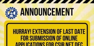 CSIR NET Dec Applications Extension - Last Date Extended To Apply