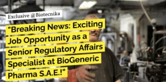 "Breaking News: Exciting Job Opportunity as a Senior Regulatory Affairs Specialist at BioGeneric Pharma S.A.E.!"