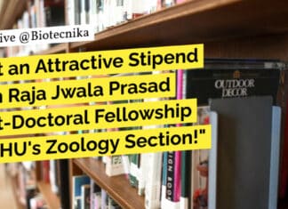 "Get an Attractive Stipend with Raja Jwala Prasad Post-Doctoral Fellowship at BHU's Zoology Section!"