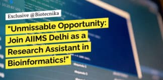 AIIMS Delhi Bioinformatics Job - Research Assistant Vacancy