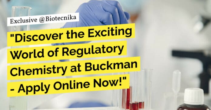 Regulatory Chemist at Buckman, Microbiology Apply Online