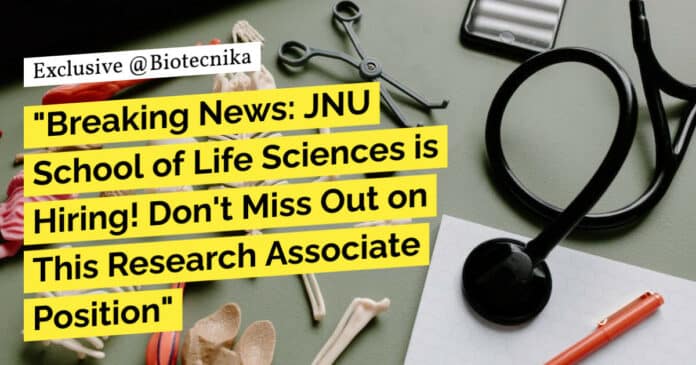 "Breaking News: JNU School of Life Sciences is Hiring! Don't Miss Out on This Research Associate Position"