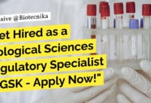 Get Hired as a Biological Sciences Regulatory Specialist at GSK – Apply Now! Biological Sciences Regulatory Specialist Job Opening at GSK, Apply Online