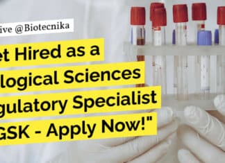 Biological Sciences Regulatory Specialist Job Opening at GSK, Apply Online