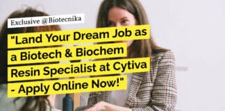 "Land Your Dream Job as a Biotech & Biochem Resin Specialist at Cytiva - Apply Online Now!"