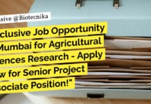 Exclusive Job Opportunity in Mumbai for Agricultural Sciences Research – Apply Now for Senior Project Associate Position! "Exclusive Job Opportunity in Mumbai for Agricultural Sciences Research - Apply Now for Senior Project Associate Position!"
