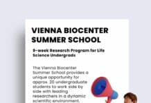 Vienna BioCenter Summer School 9-week Research Program for Life Science Undergrads Vienna BioCenter Summer School 9-week Research Program for Life Science Undergrads at one of Europe's leading Research Centers