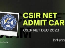 CSIR Admit Card For Dec